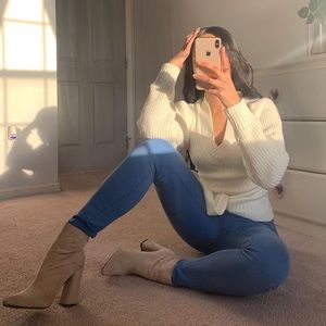 NWT Cream Sweater with Tie Around Waist